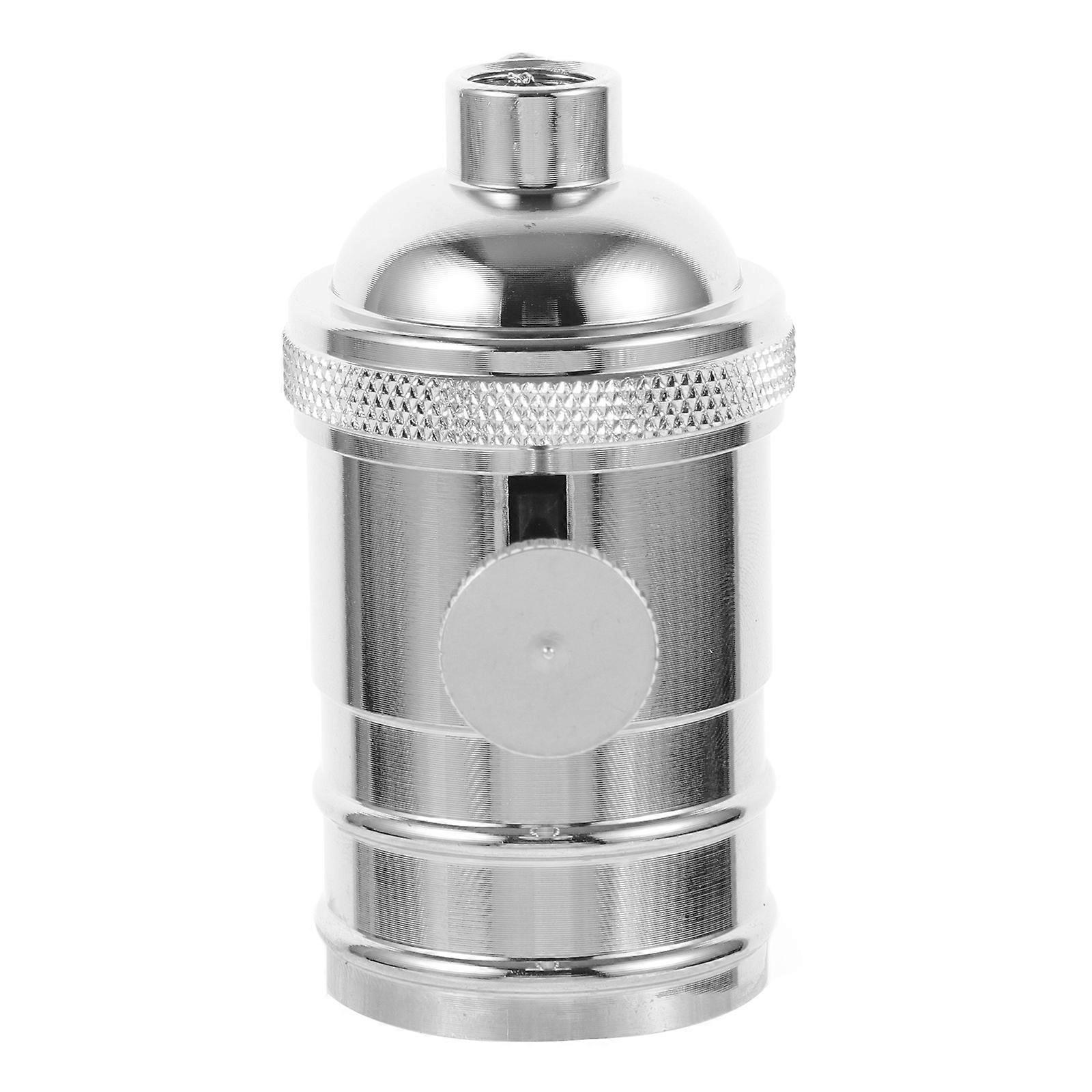 Replacement Light Socket Lamp Holder Metal Round Lamp Diy Lighting Fixture Silver Aluminum Lighting 1Pack