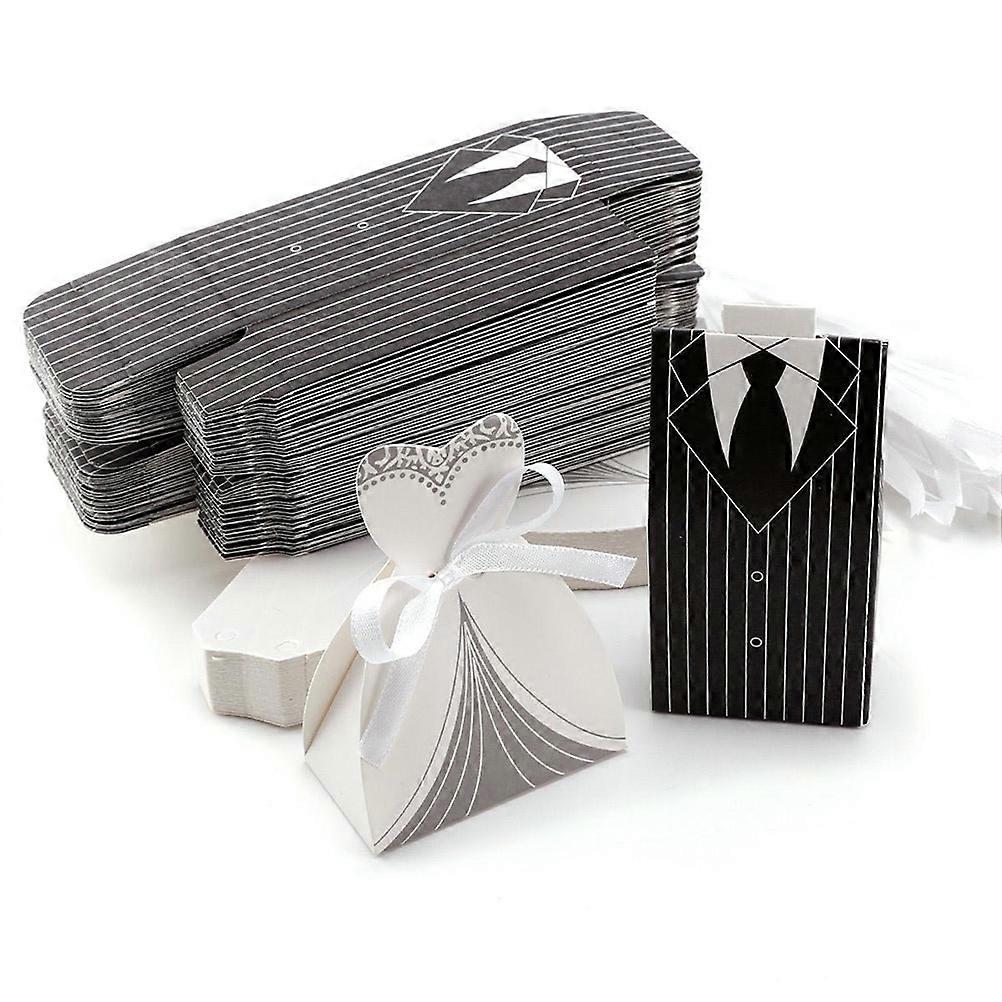 Party Favor Boxes Rectangular Wedding Gift Box Bride and Groom Assorted Color Gift Packaging Storage 100Pcs