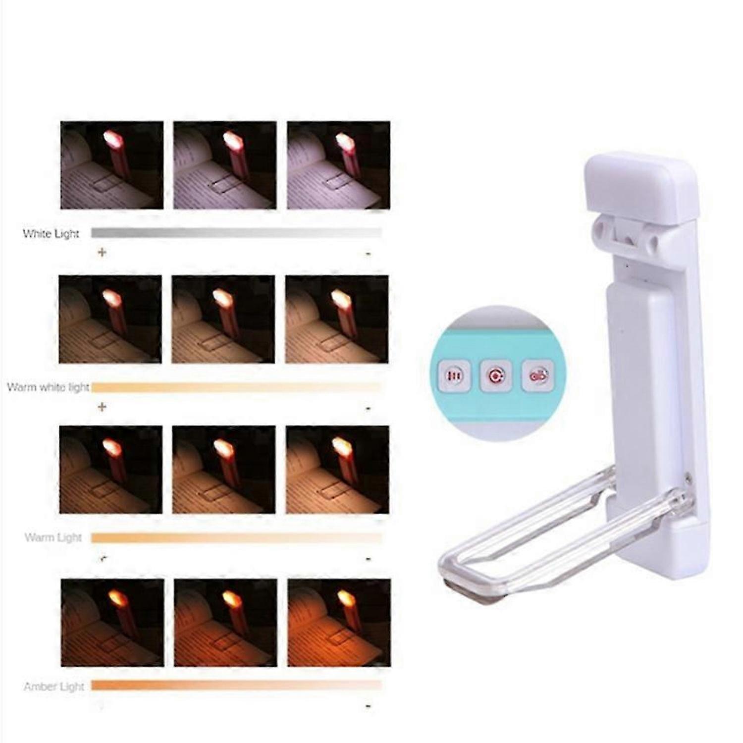 USB Rechargeable Book Light, Portable Clip-on LED Reading Light, 3 Colors Dimmable, Perfect for Book