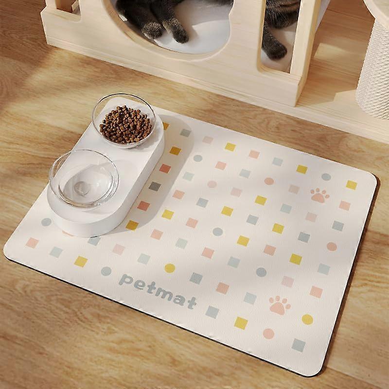 Checkered Print Dog Food Mat Absorbent NonSlip 50x70 cm Pet Feeding Mats Placemats For Dogs And Cats