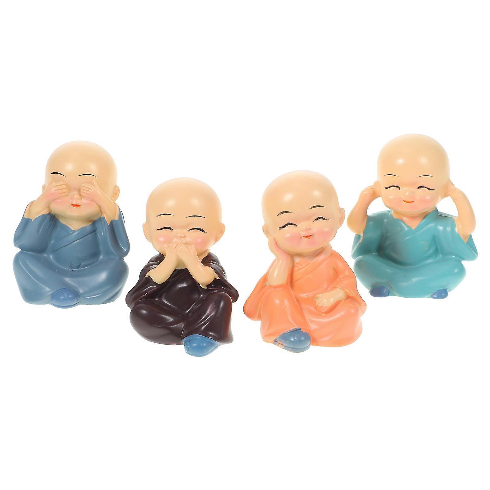 Car Decorations Resin Small Monk Figurine for Dashboard 12Pcs Pack