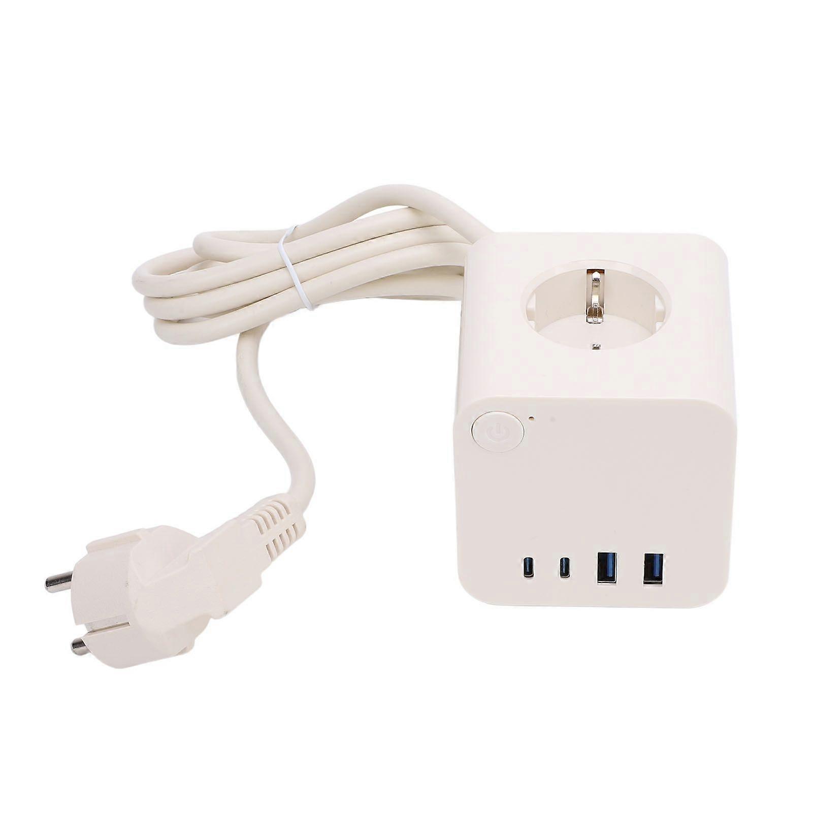 Power Strip Cube with 4 USB Ports 3 Way 7 in 1 25W Multi Outlet Desk Charging Station with Switch for Home
