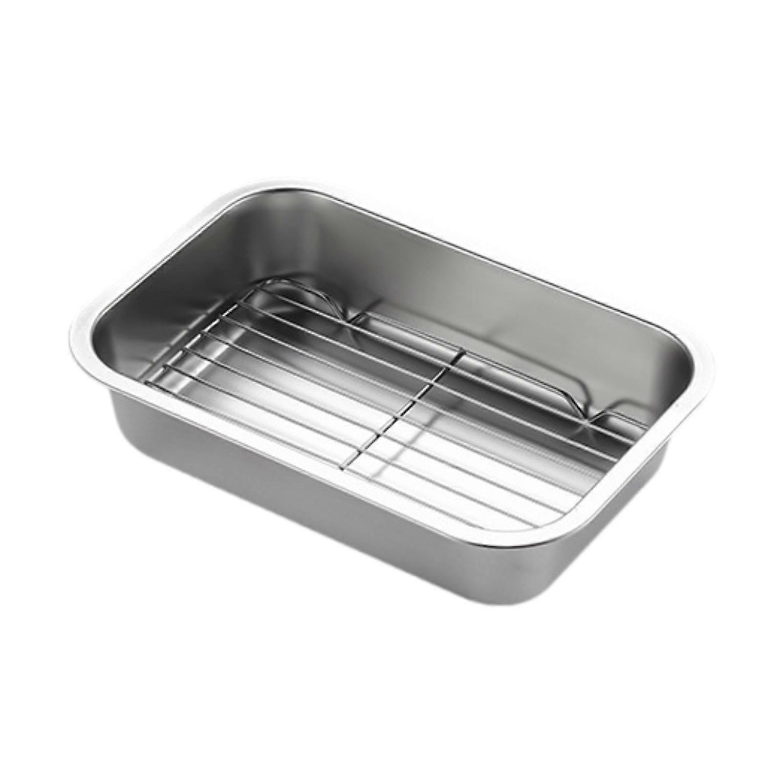 Baking Sheet Pan with Rack Oil Filtering Net Rectangle Cookie Pan for Hotels 32x22x7cm