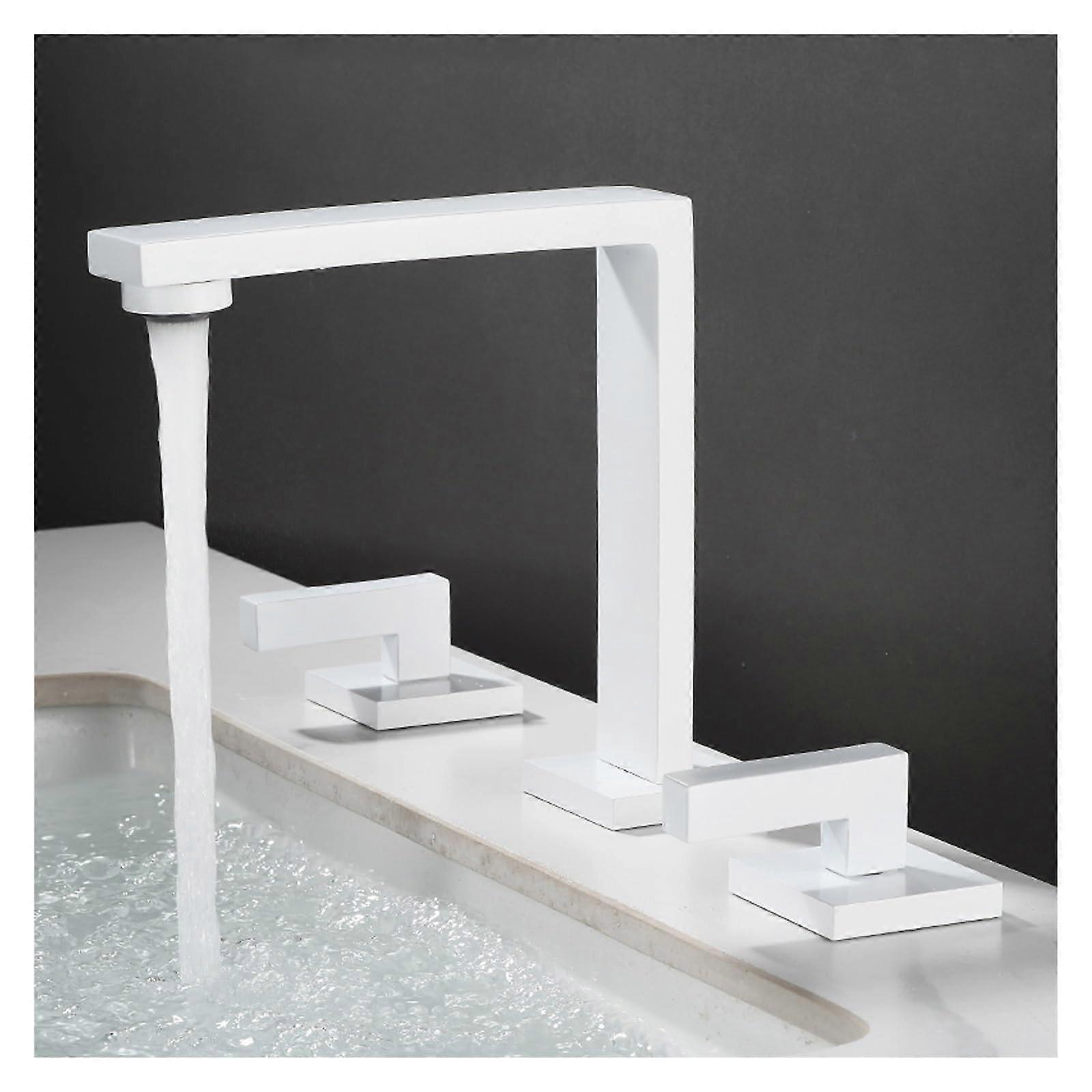 Minimalist 3Hole Faucet DeckMounted 2Handle Split Washbasin Faucet Cold/Hot Water Bathroom Sink Faucet Color D