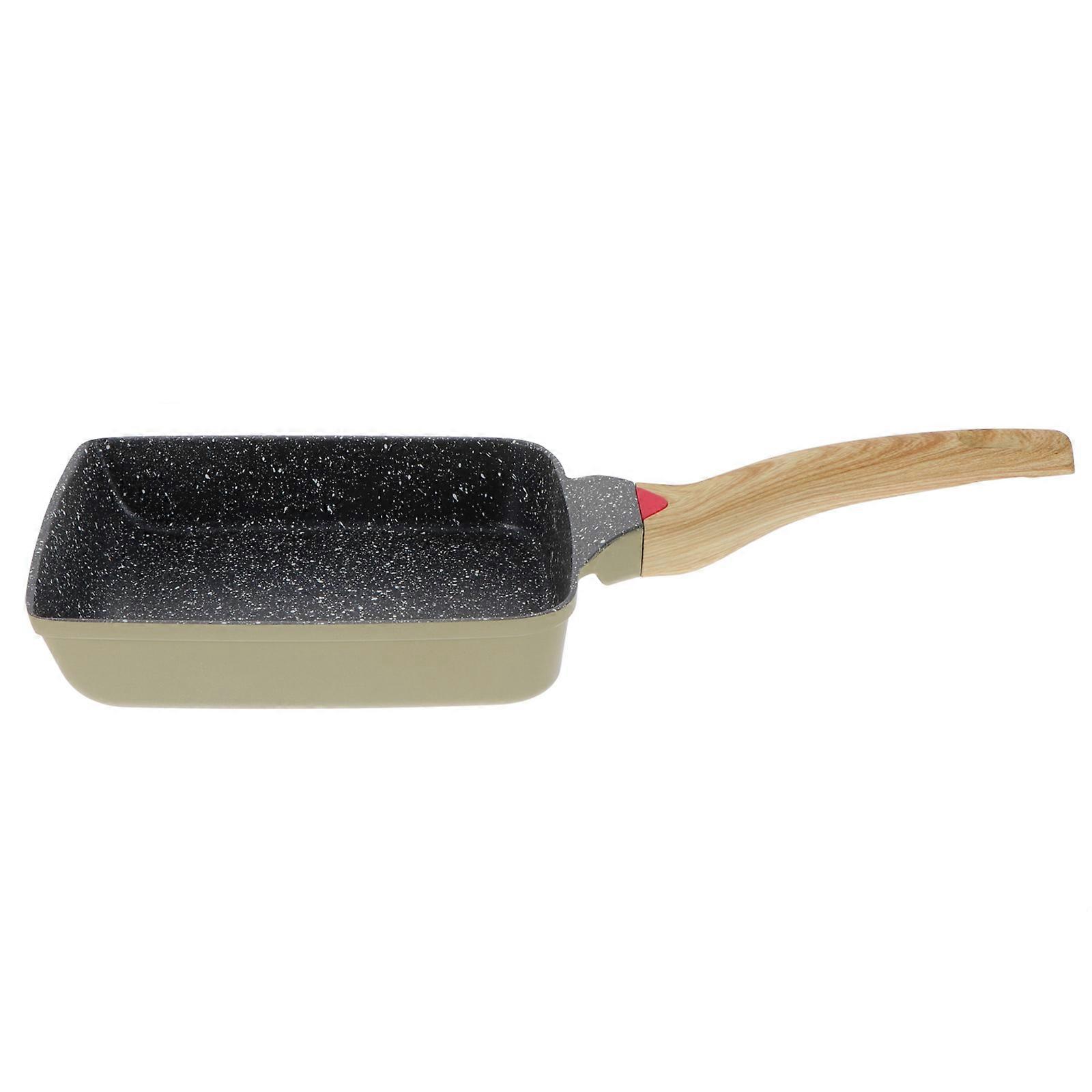 Omelette Pan for Home Use Non-Stick Square Skillet with Wood Handle