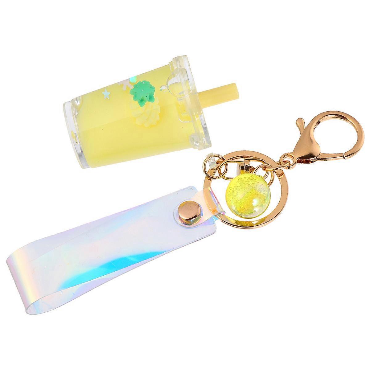 Cute Strawberry Keychain Charm Liquid Quicksand Fruit Pendant Keyring Bag Ornament 1Pc