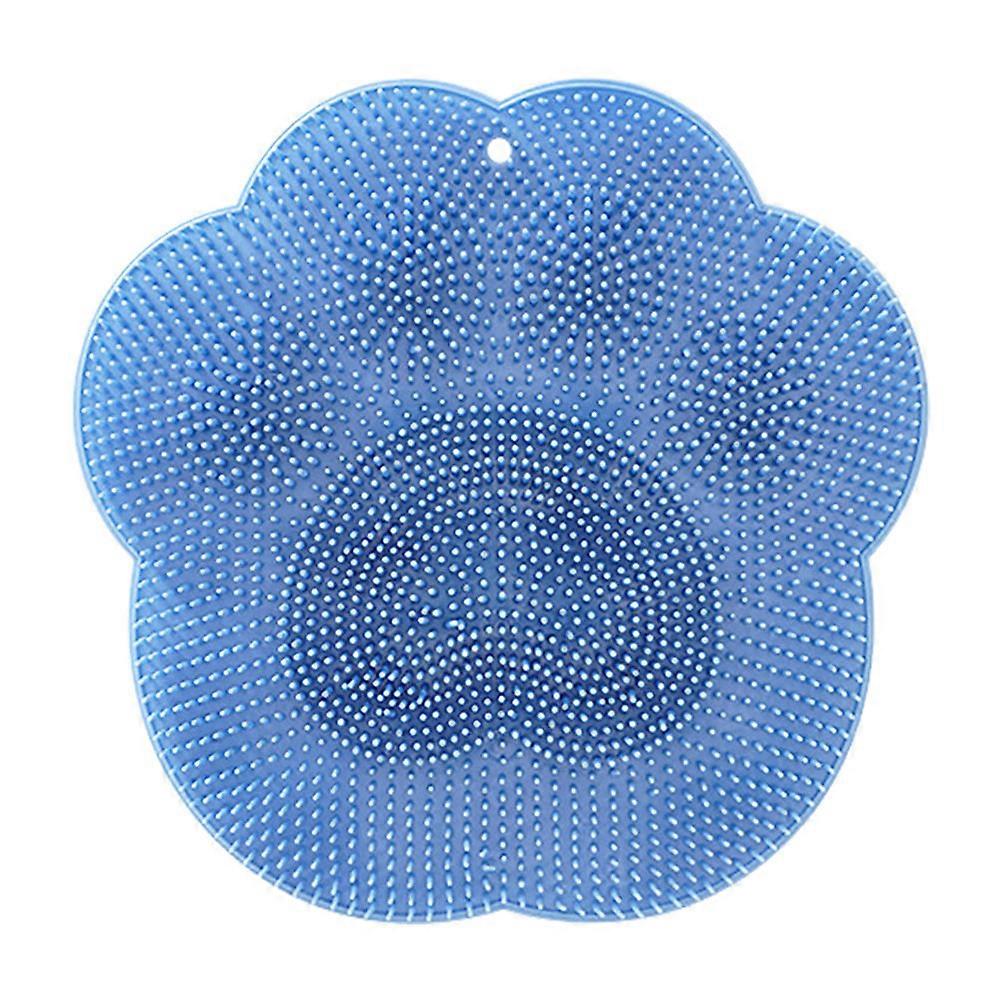 Blue Silicone Back Scrubber Mat for 3Pcs Wall Mounted Bath Use
