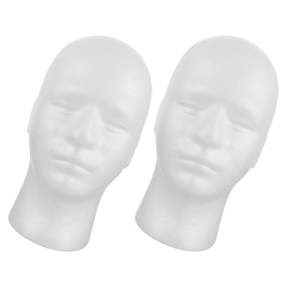 2Pcs Male Foam Mannequin Head Model For Displaying Hats And Scarves In Retail Stores And Salons Featuring Realistic Appearance