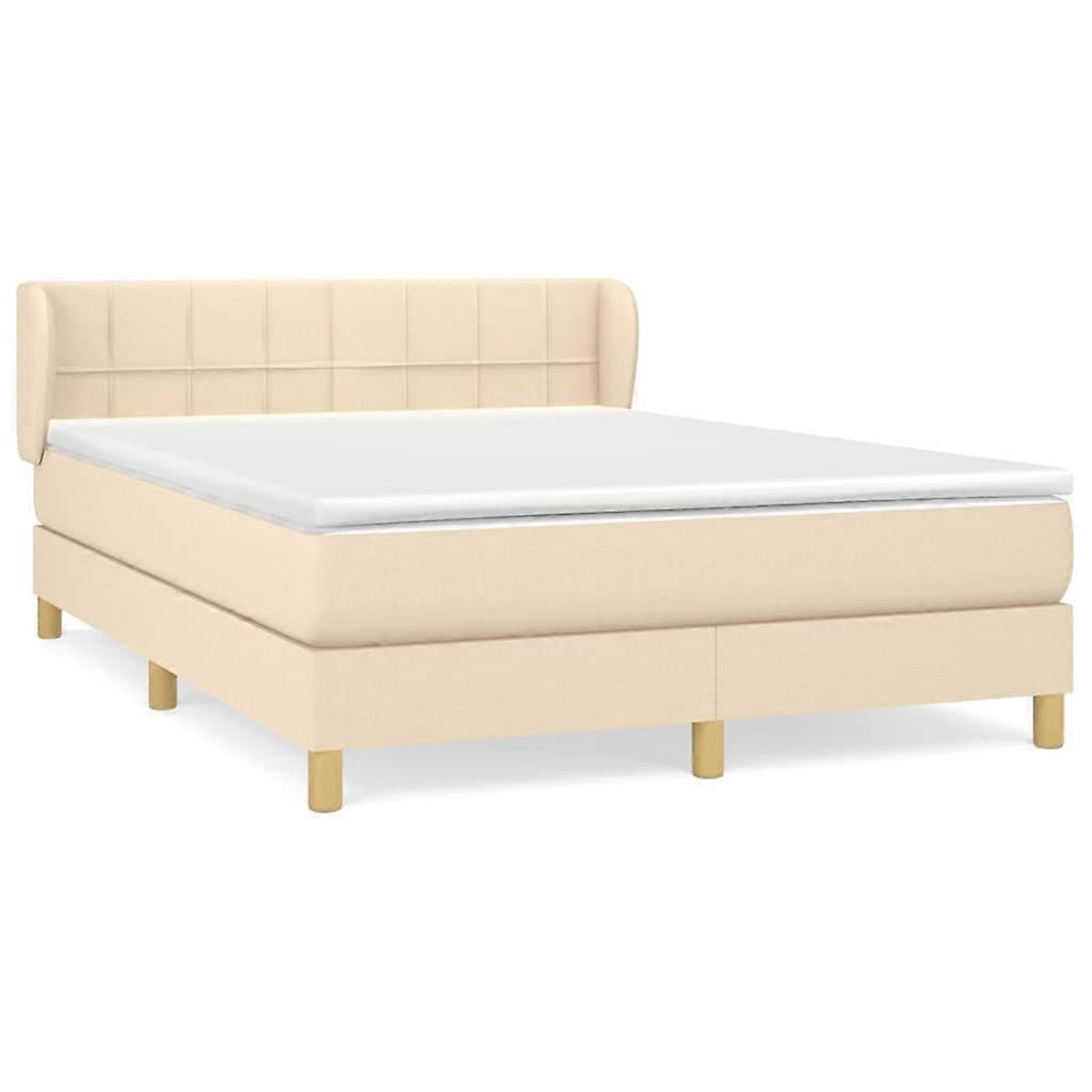 Boxspringbett mit Matratze Creme 140x200 cm Stoff