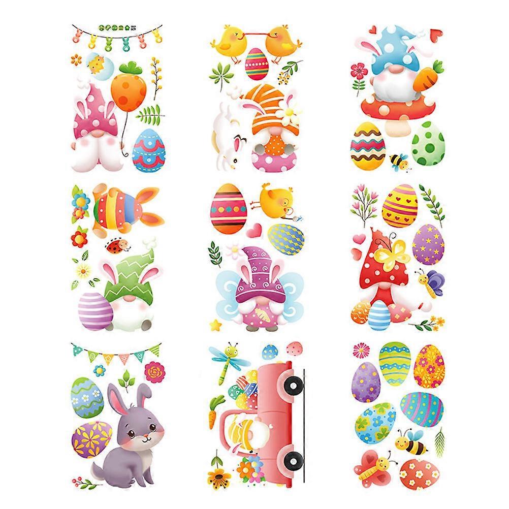 Cartoon Easter Bunny Sticker Adhesive Wall Sticker for Decor 27Pcs