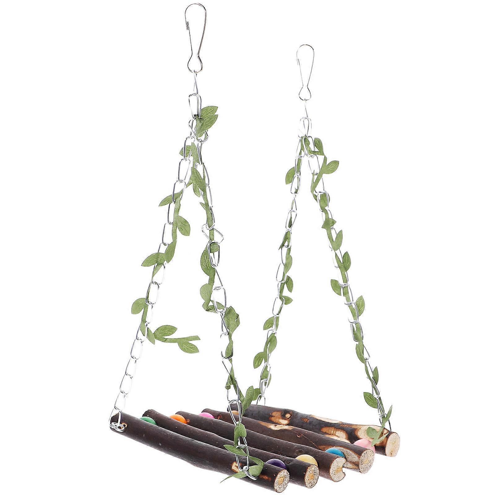Bird Swing Wooden Parrot Swing for Daily Bird Play 3Pcs Set