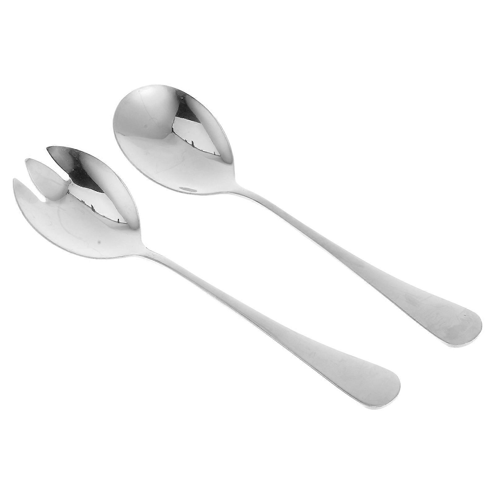 Salad Tableware Stainless Steel for Serving 1Set Ergonomic Silver Utensils