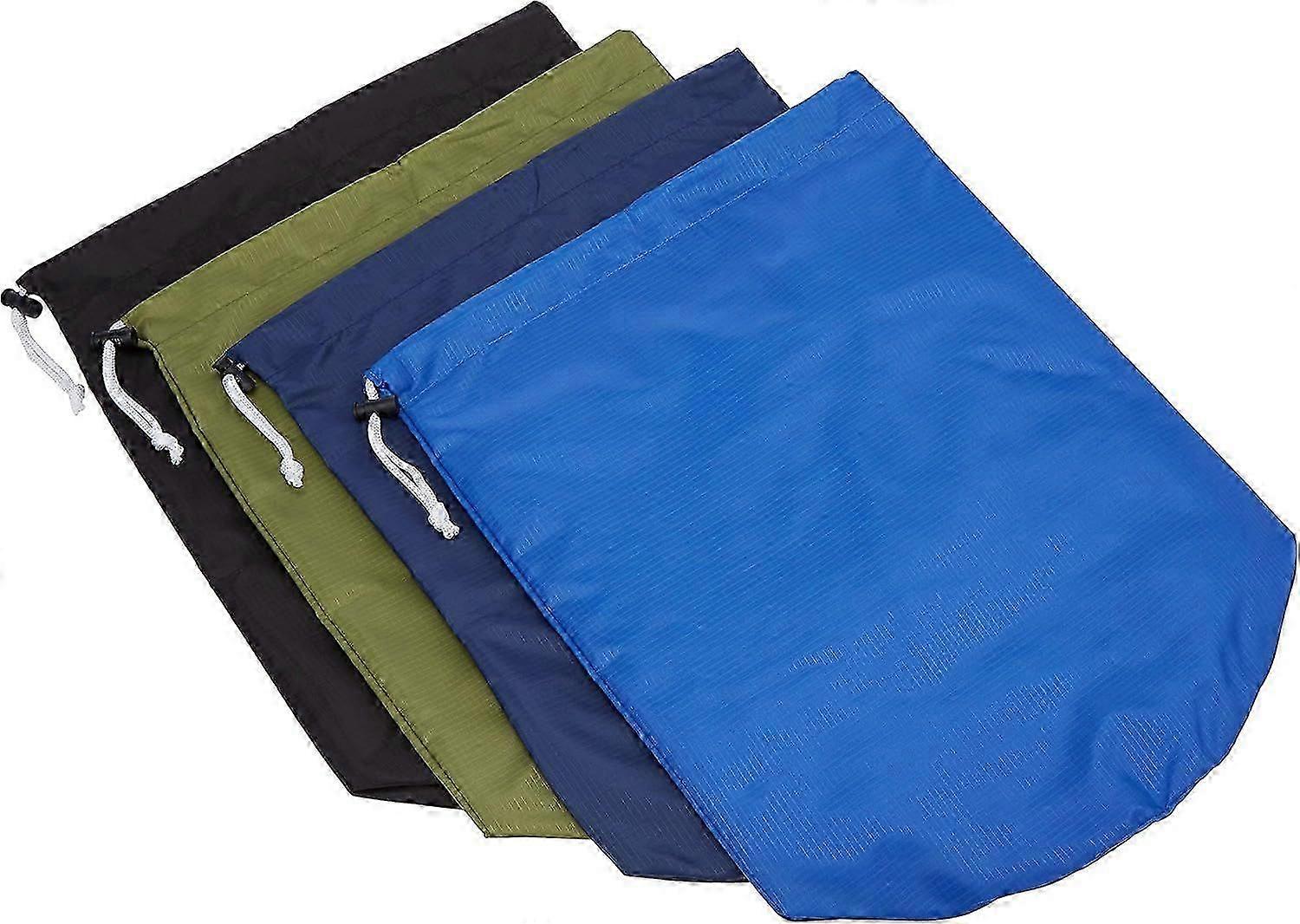 Durable Drawstring Water Resistant Dust Flap Stuff Sack Bag 4-Pack  Black, Navy,
