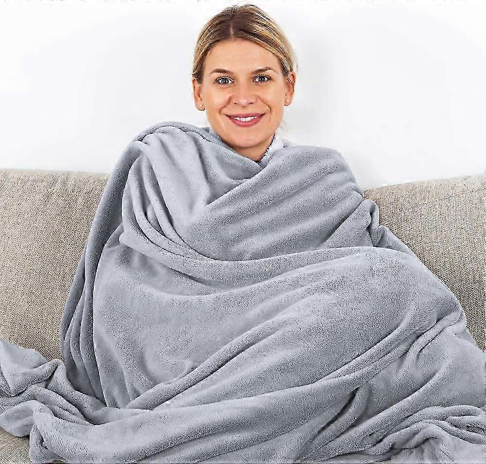 Gray Cuddle Blanket 150x200 cm, Extra Soft & Warm Fleece Sofa/Couch Throw Blanket