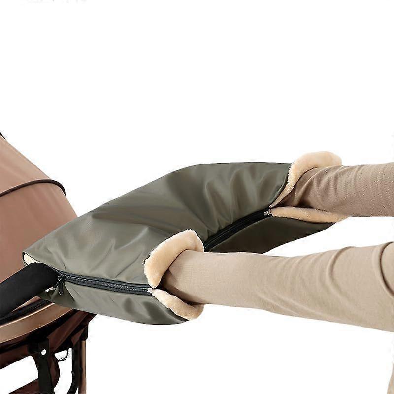 Universal Parent Hand Warmer for Strollers, Thick Fleece Lined Windproof Waterproof Winter Mittens, Easy Attach Pushchair Handle Covers for Cold Weath