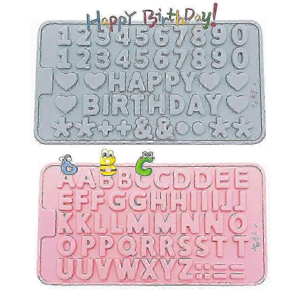 2 Pack Silicone Alphabet Mould Sets for Chocolate Letters and Numbers