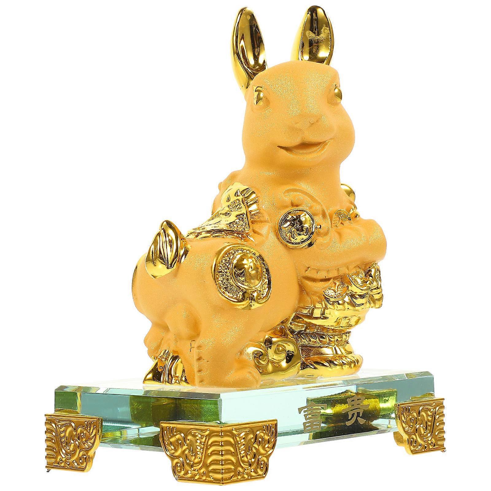 Golden Bunny Figurines for Tabletop Decor with 4Pcs Rabbit Statues