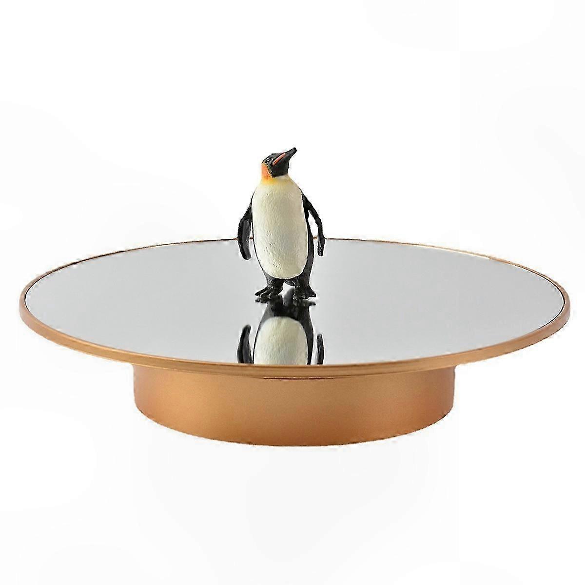360° Rotating Gold Mirror Display Turntable for Panoramic Viewing, 25cm