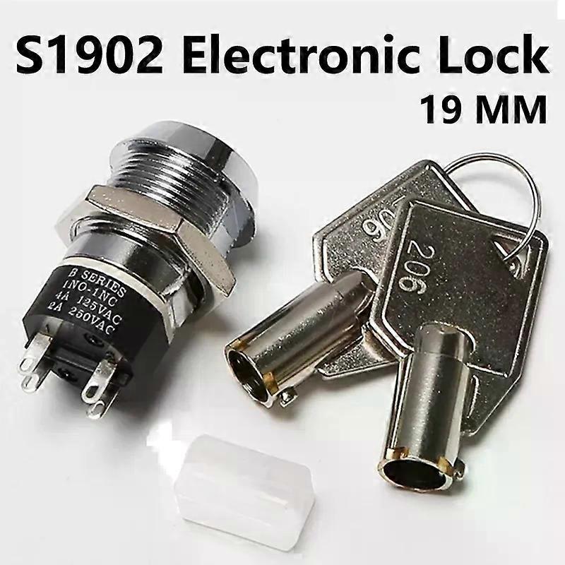 5/10Sets 19mm 4Pin ON-OFF 2Position DPST A Series Electronic Lock Key Knob Switch 2NO 2NC Metal Rotary Button Switch