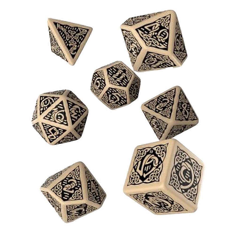 Q Workshop Revised Celtic Highly Collectible Dice Set 7pcs (Beige & Black)