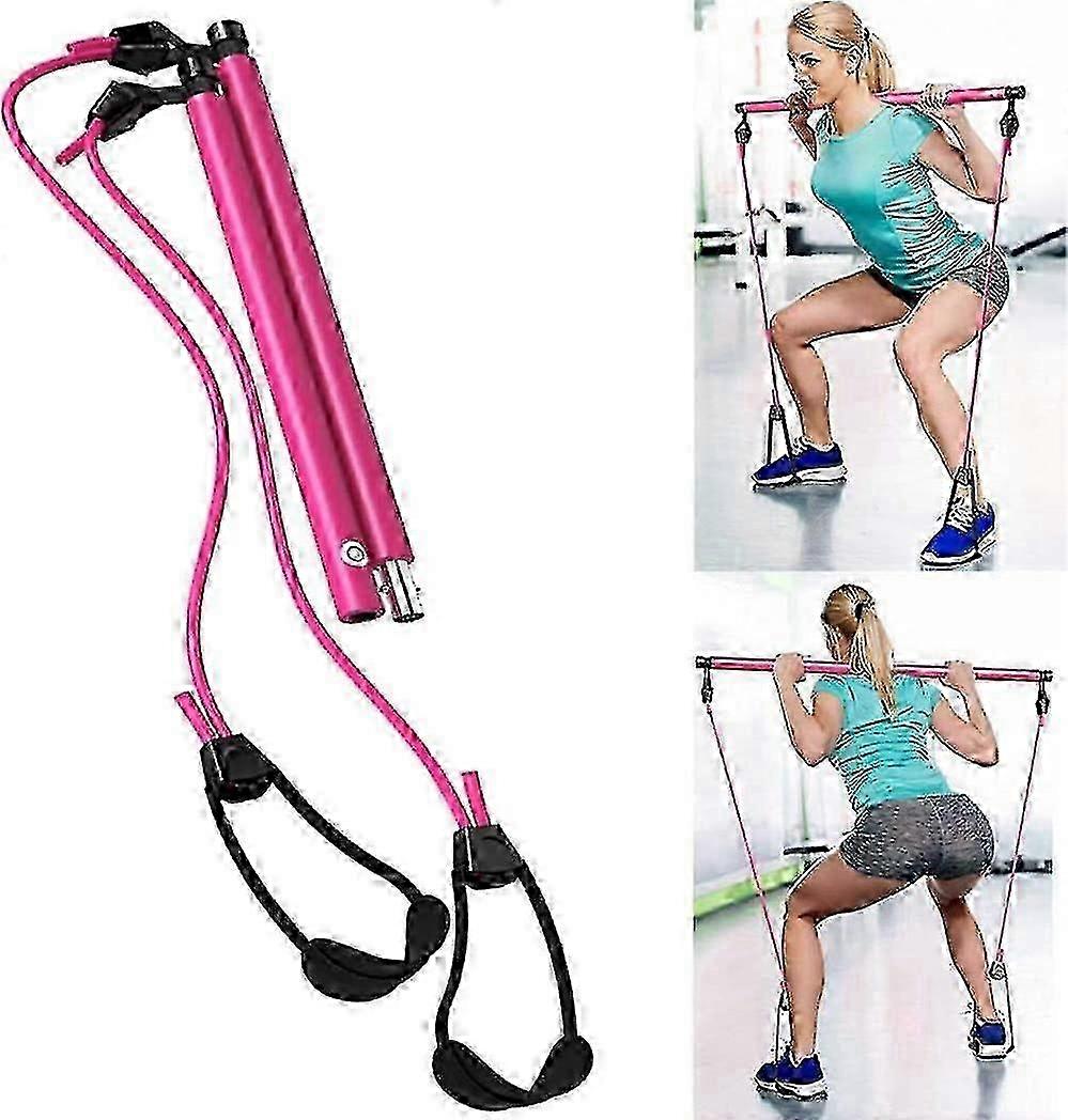 脚とお尻の調子を整えるためのレジスタンスバンド付きピラティスバーキット - ポータブルセット