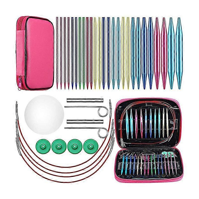 26 Pieces Aluminum Interchangeable Circular Knitting Needle Set