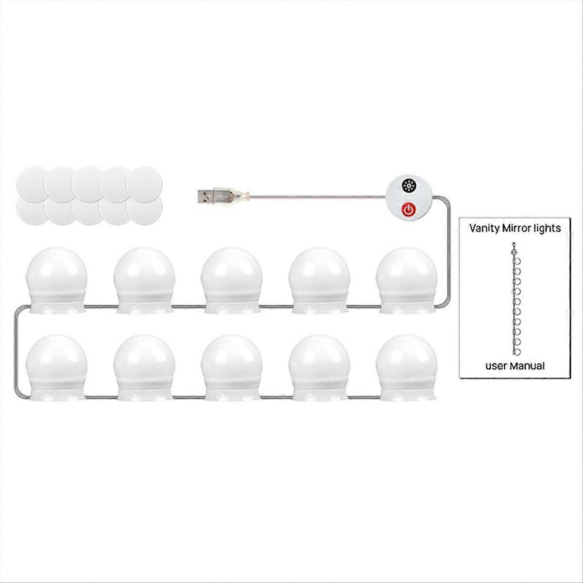 Éclairage de vanité à LED avec 10 ampoules à intensité variable