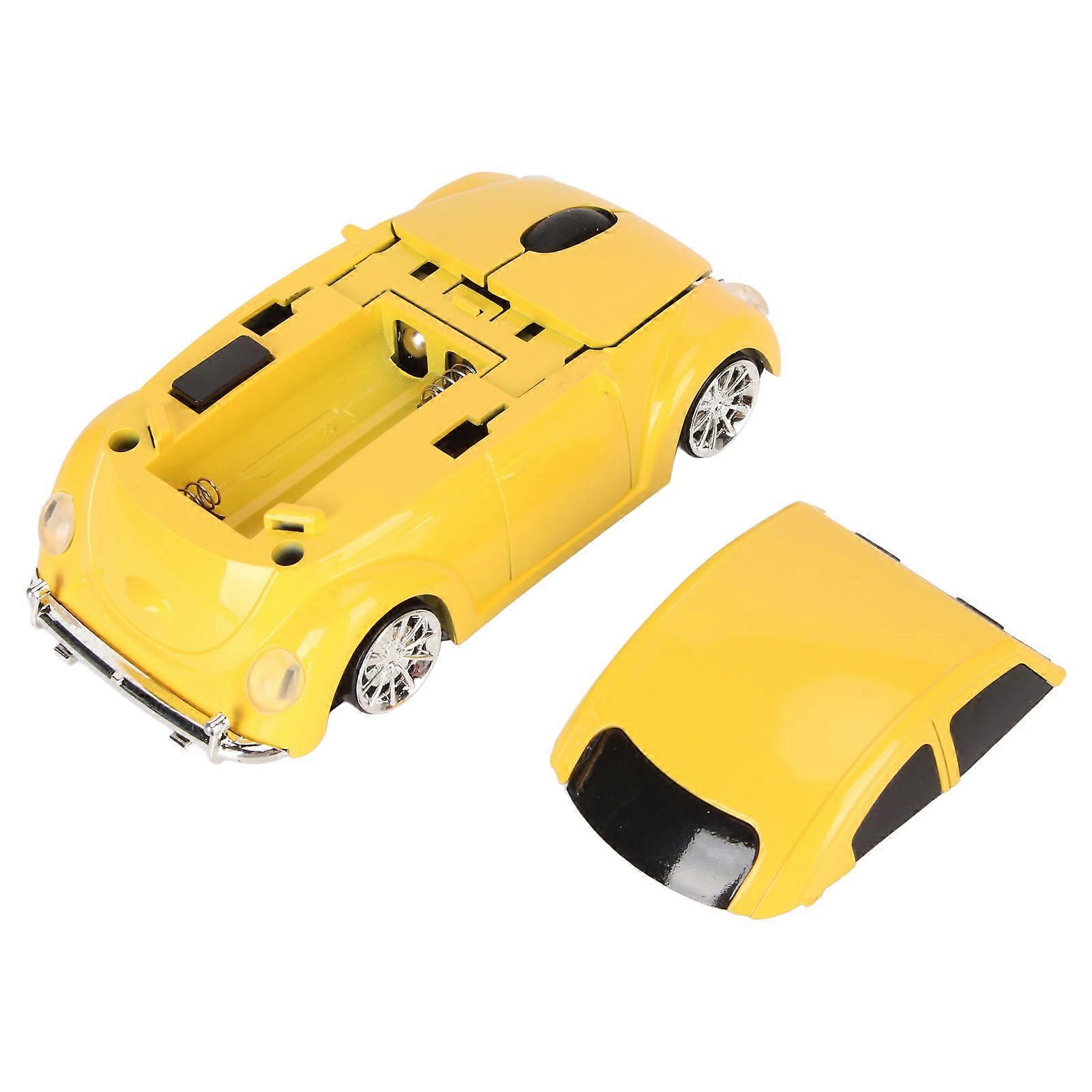 Wireless Mouse Red Sports Car Style 2.4GHz USB Receiver 1600DPI LED Headlamp Office Mouse for Laptop Desktop Computer Yellow 