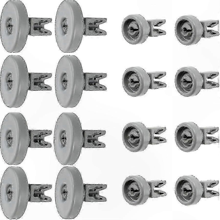 Dishwasher Basket Rack Wheels - 8 Upper and 8 Lower Replacement Wheels for Compatible Models