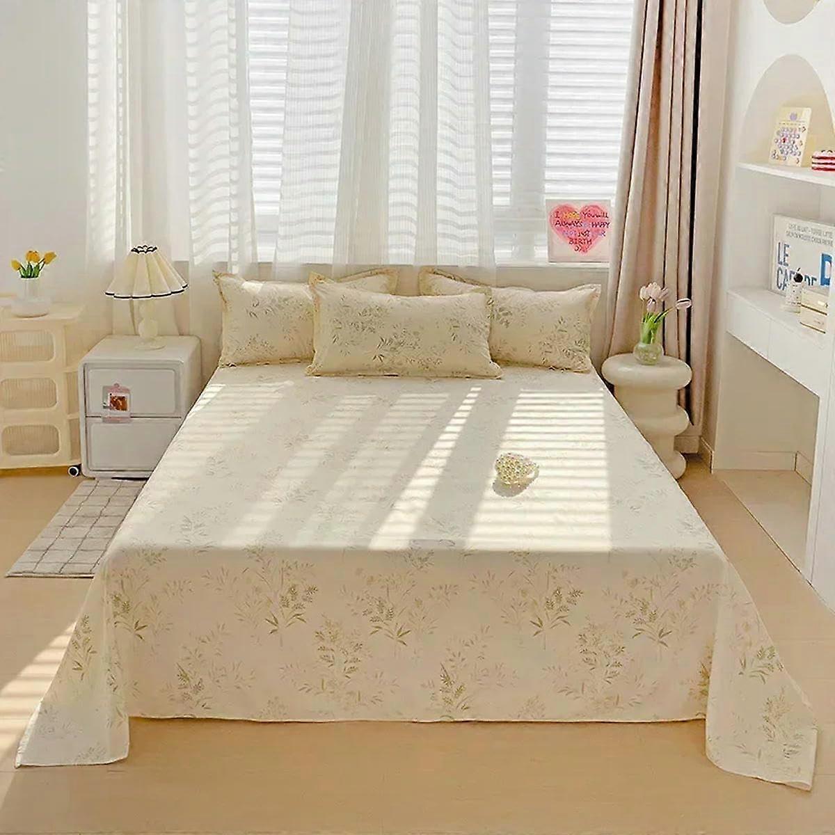 Washed Cotton Bed Fat Sheet Series Printed Double  Sheets Single Large Size 220x230cm Bed Linen