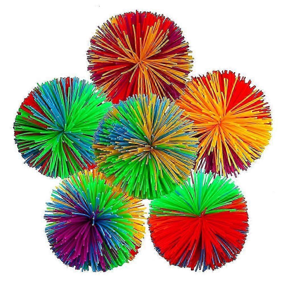 1 Set Of 10pcs 60mm Colorful Stringy Ball Silicone Bouncing Fluffy Jugging Ball Stress Relief Ballcolorful