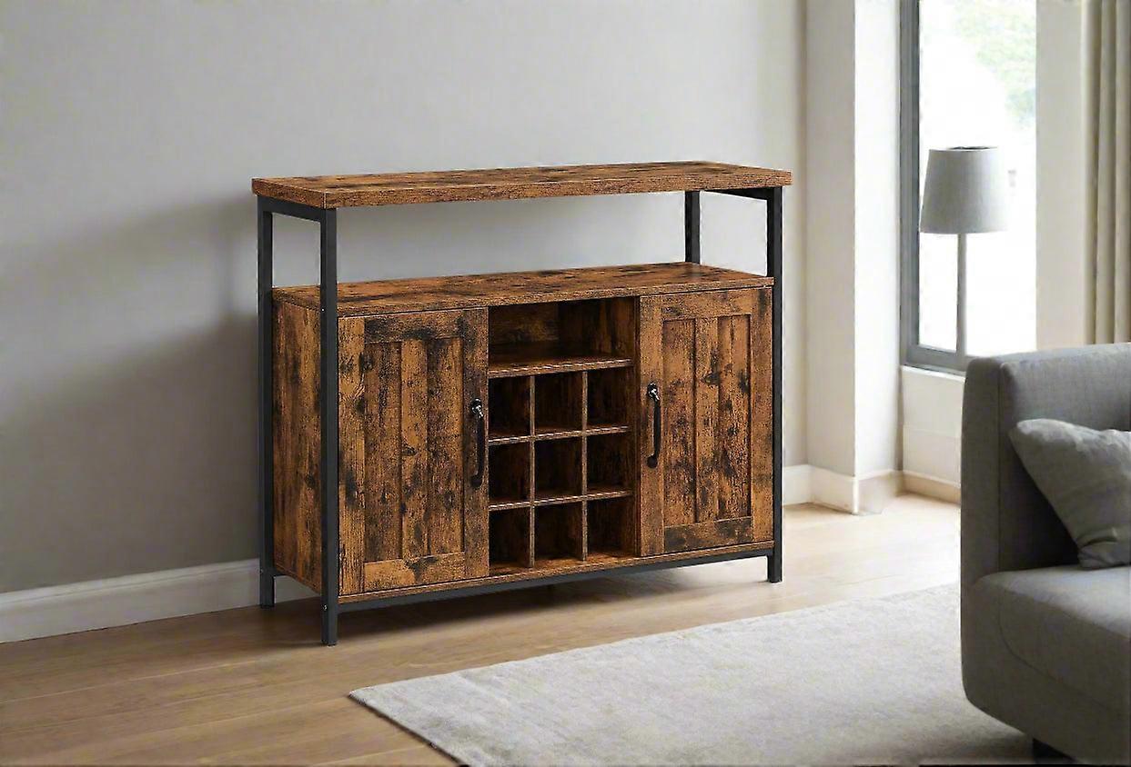 Rustic Sideboard Buffet Table With Wine Rack – Storage Cabinet For Kitchen Or Dining Room