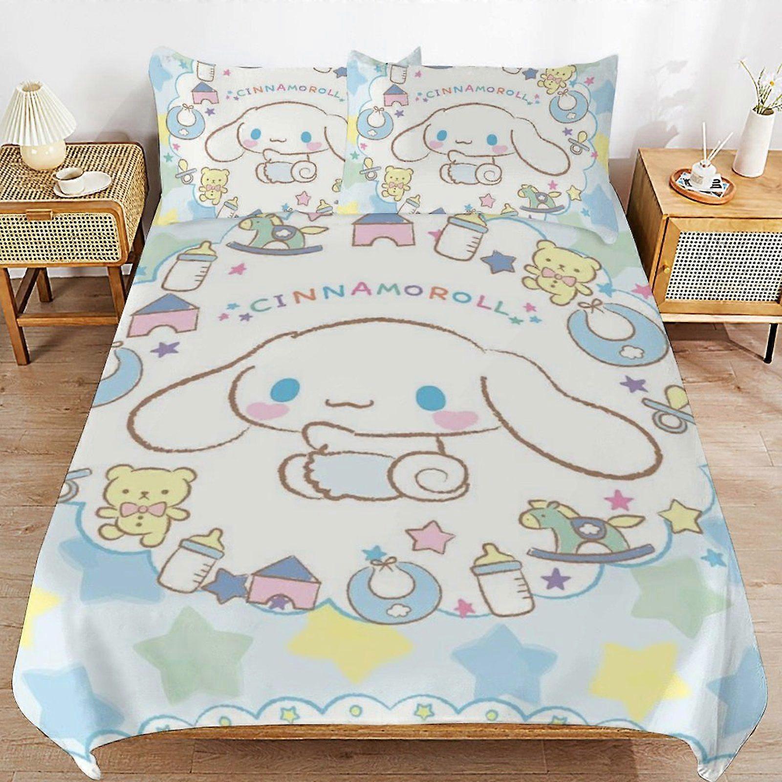 W123 Sanrio Streamlined Finish Soft Texture Durable Composition Zipper Side Duvet Cover Sets Night Use M123