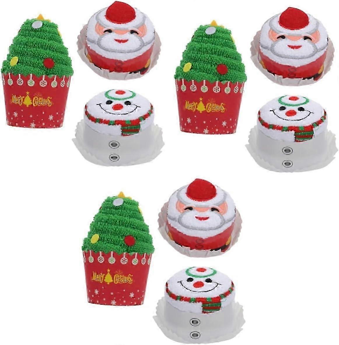 Pieces Christmas Towel Christmas Goodies Christmas Decoration Christmas Guest Towels Christmas Cake Towel Hand Towels Cupcake Modeling Pure Cotton