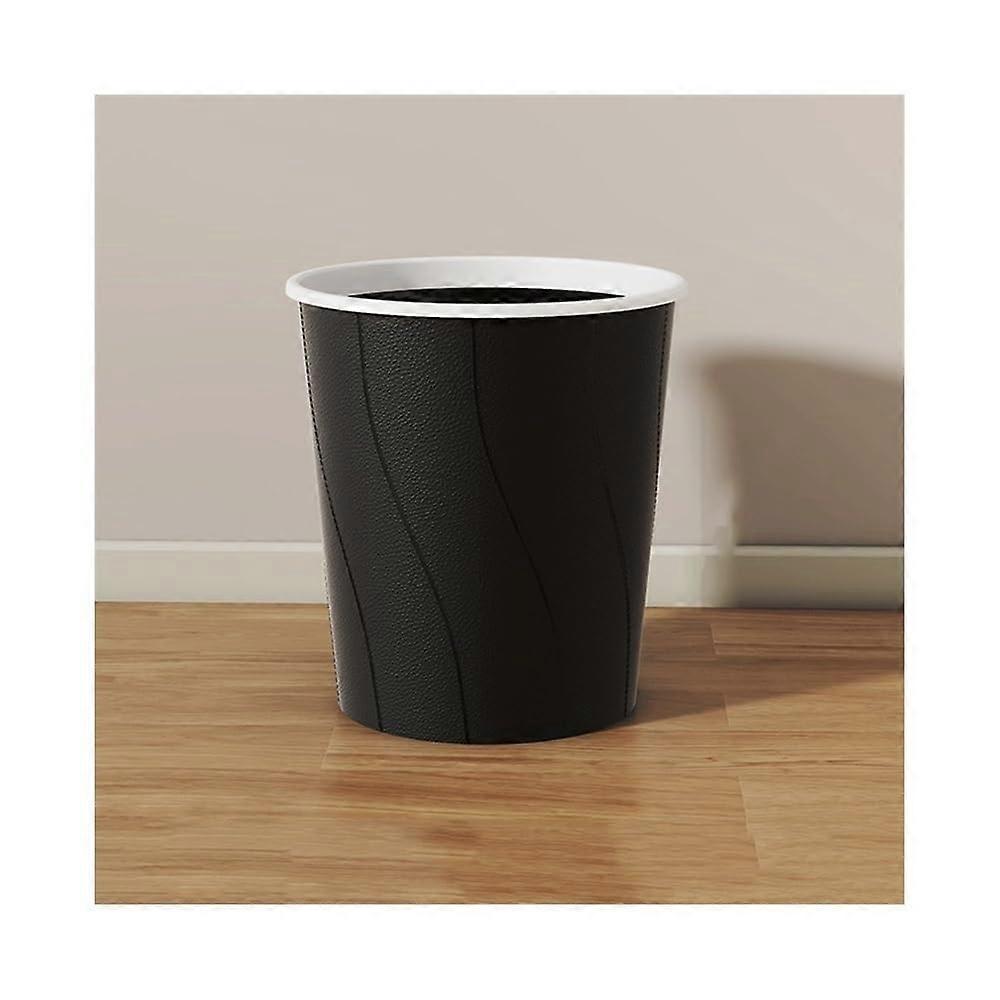Trash Can Wastebasket Round Open  Black Plastic Bin for Kitchen Bathroom Coffee  Small
