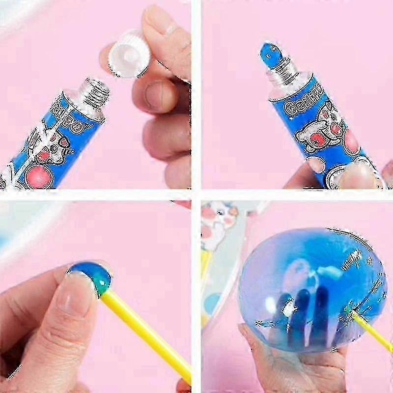 3pcs/set Safe Magic Bubble Glue Toy Blowing Colorful Bubble Ball Plastic Space Balloon