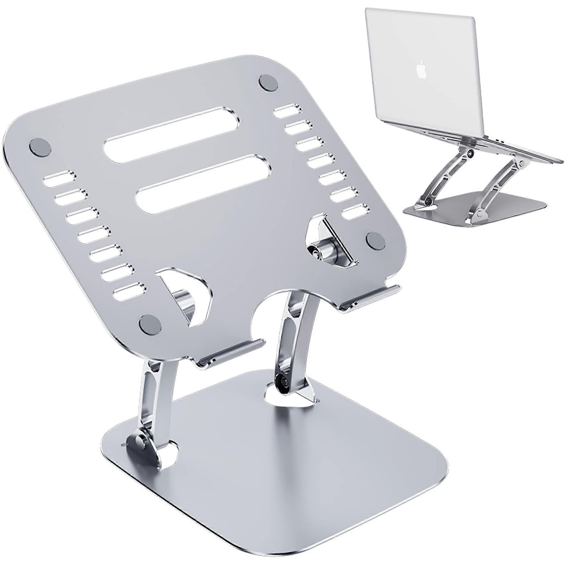 Laptop Stand Adjustable Dual Arm Ergonomic Riser with Heat Vent, Foldable Desk Mount for Laptops up to 17 Inches