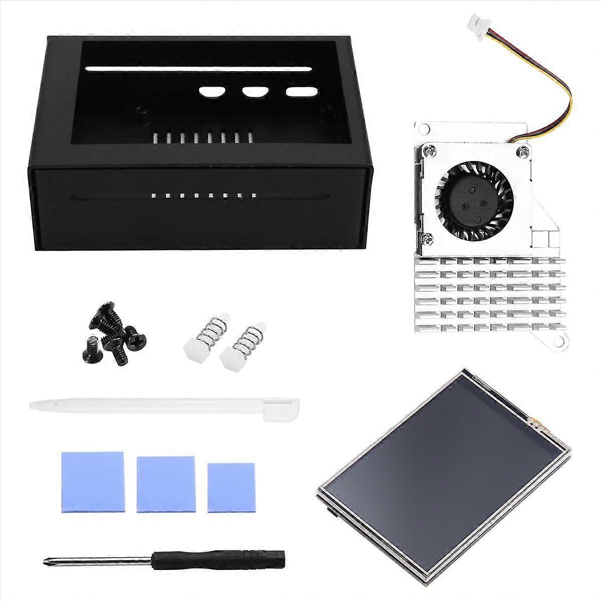 3.5 Inch MHS Touch Screen for Raspberry Pi 5, with Metal Case and Active Cooler Silver Radiator