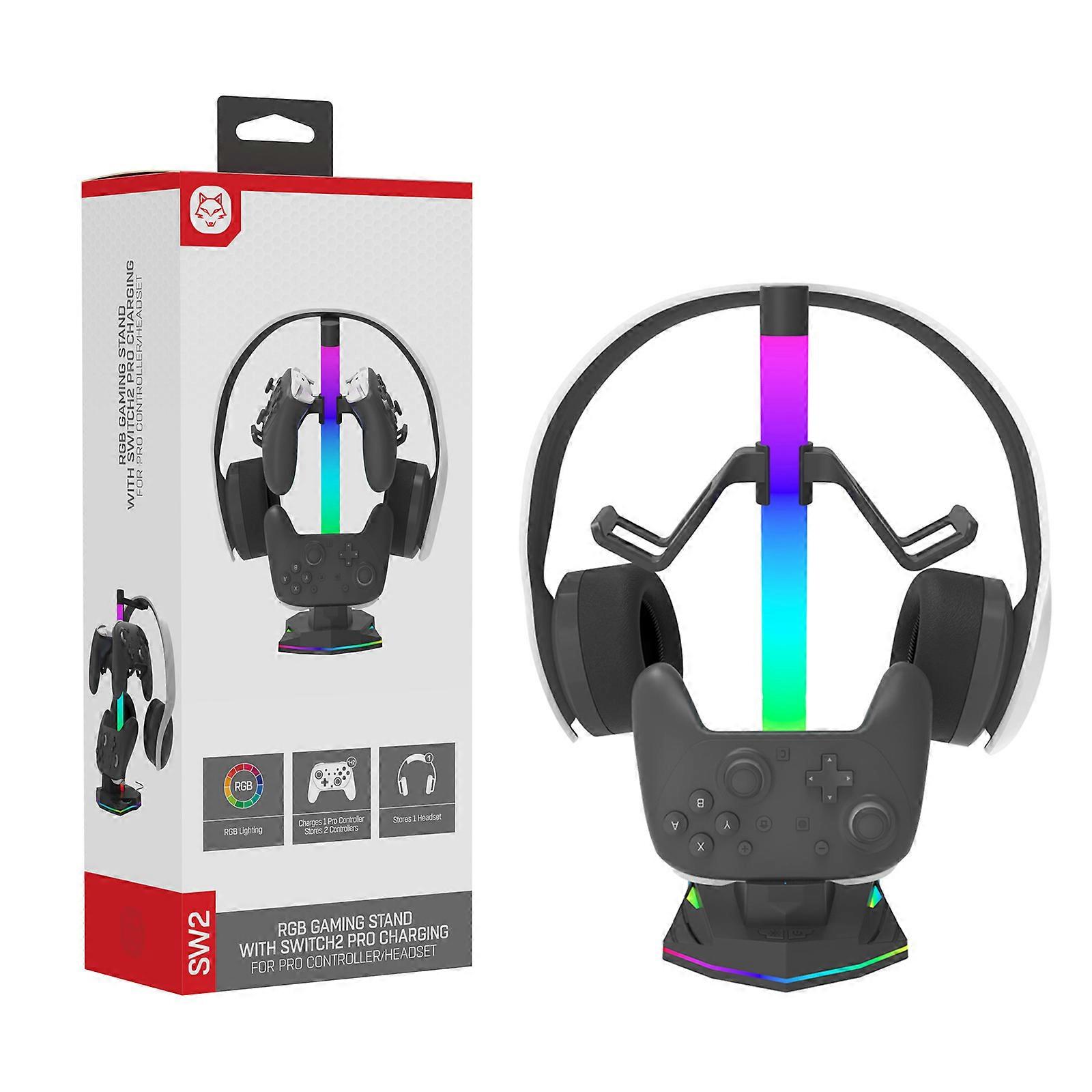 Controller Charging Dock Station with Headphone Gamepad Holder Type C USB Port Vertical Desktop Charging Stand Multicolor