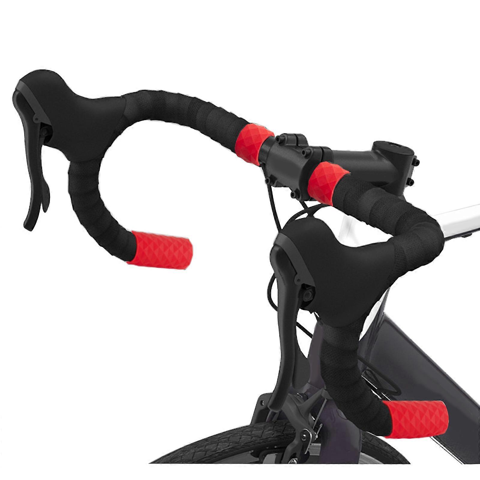 4 יחידות כיסוי תקע רצועת אופני כביש מונע החלקה אחיזת כידון סיליקון משמרות אופניים כיסוי הגנות ידית התקנה קלה אדום