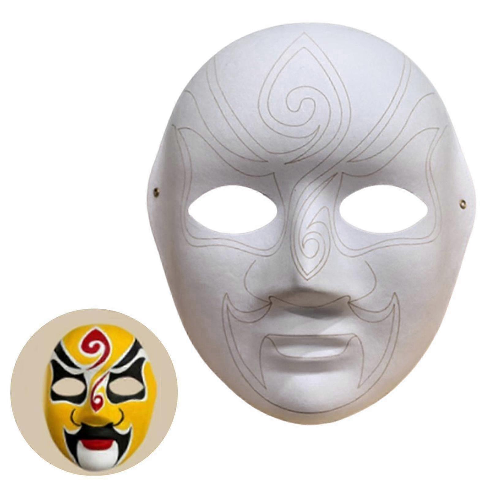 DIY Blank Paintable Masks Paper Mache Masks for Artistic Project,Theater,Halloweens,Masquerades Parties,Classroom Art Guan Yu