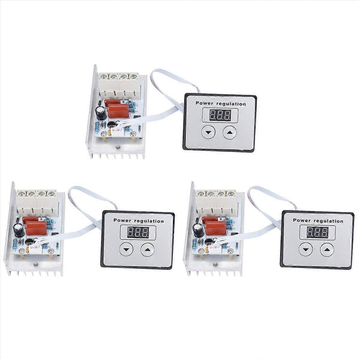 3X Dimmer Switch, 10000W SCR Digital Voltage Regulator Speed Control Dimmer Thermostat AC 220V 80A
