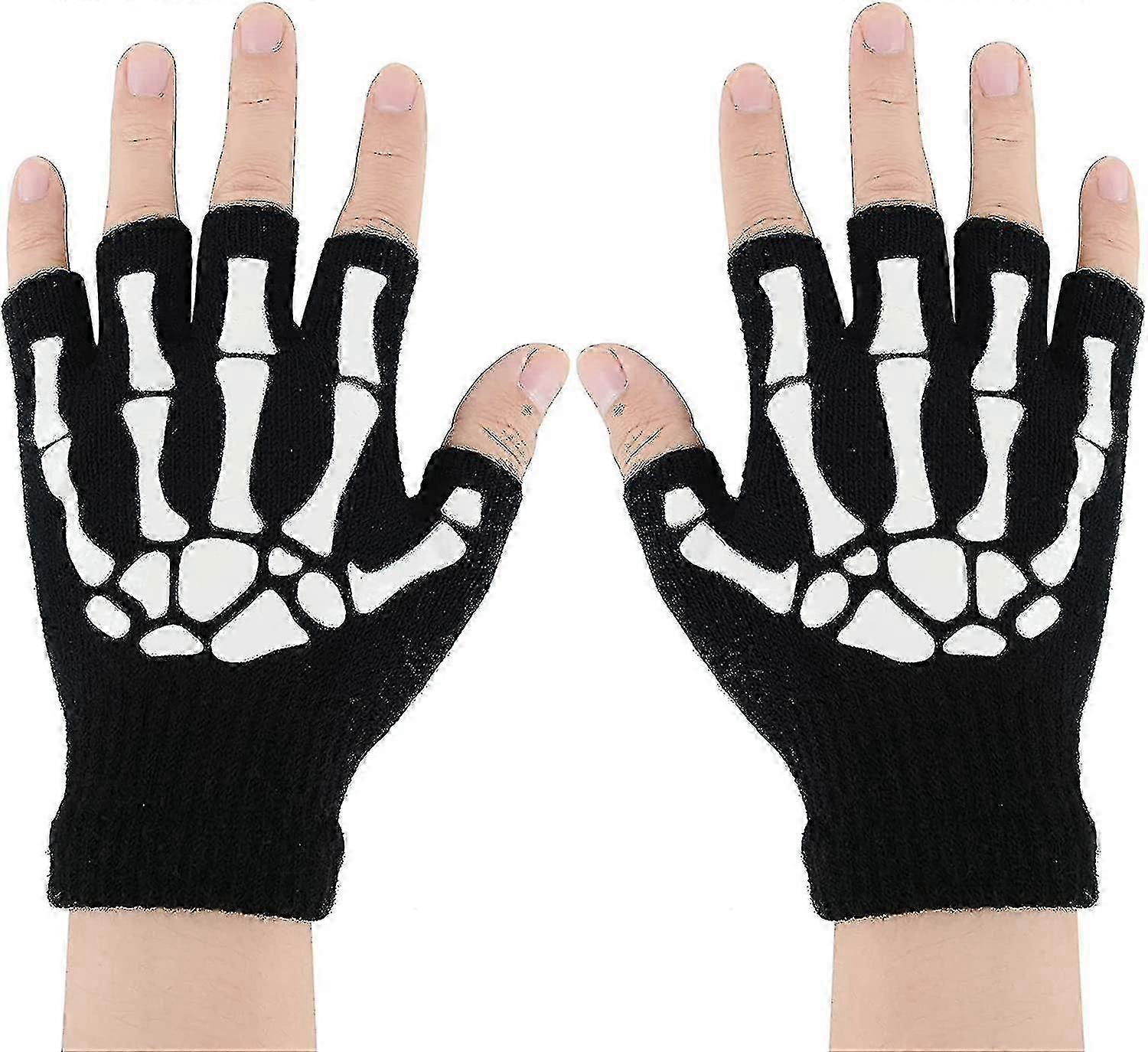 For Skeleton - Luminous & Stretchy Fingerless Gloves (One Pair)