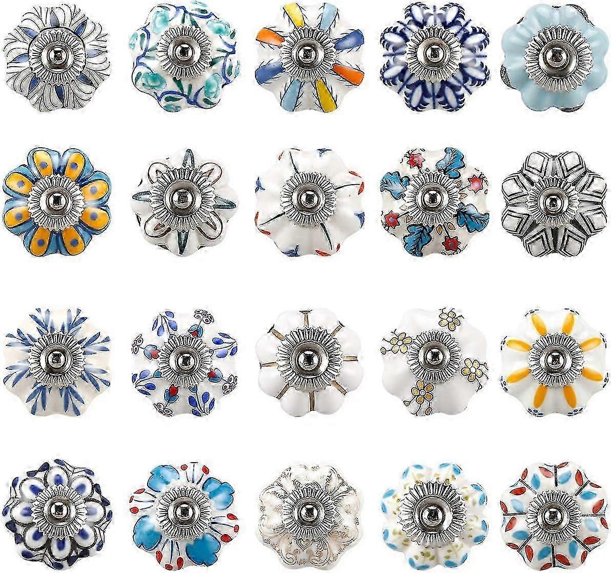 Vintage cabinet knobs for cupboards - 20 pcs ceramic drawer pulls