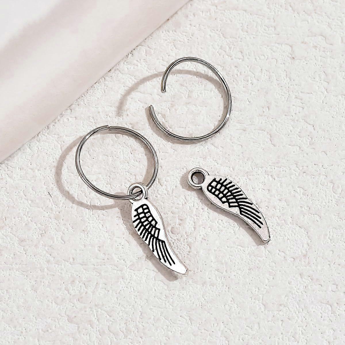 1 Pair Vintage Brass Hoop Earrings Silver 0.39 Inch