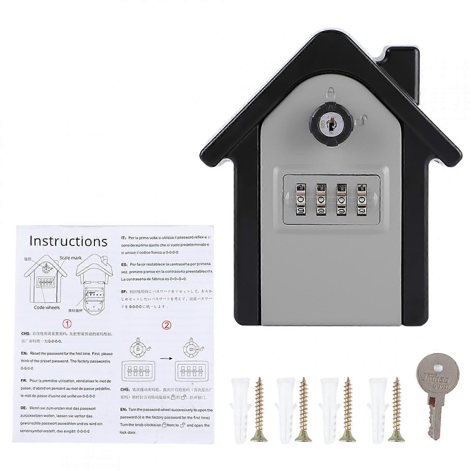 Heaveant Key Lock Box, Wall-Mounted Key Storage Box Zinc Alloy Anti?Thief 4?Digit Password Key Storage Case for Home Factory Office(Grey)