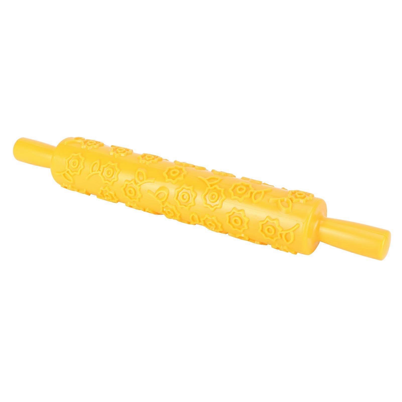 Embossed Rolling Pin for Fondant and Cookies, Plastic Floral Pattern Cake Decorating Tool No.5
