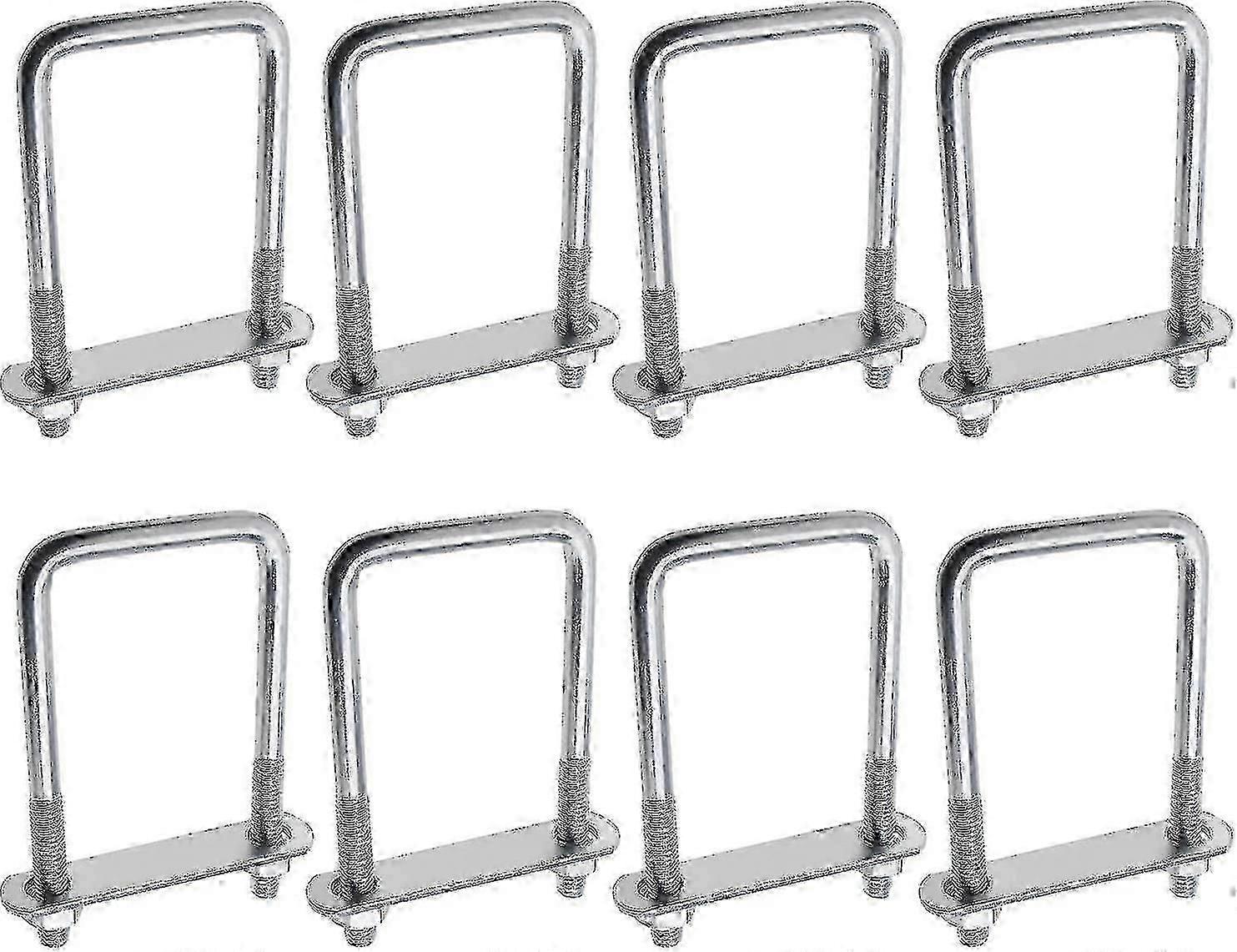 8 قطع مسامير U مربعة مع لوحة وصامولة لتركيب سقف المقطورة ، 20x60x120mm M10 مجموعة أجهزة فضية مترابطة