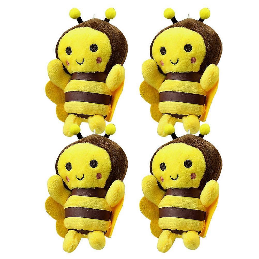 Bee Keychain Charm Plush Bee Pendant for Decoration 4Pcs