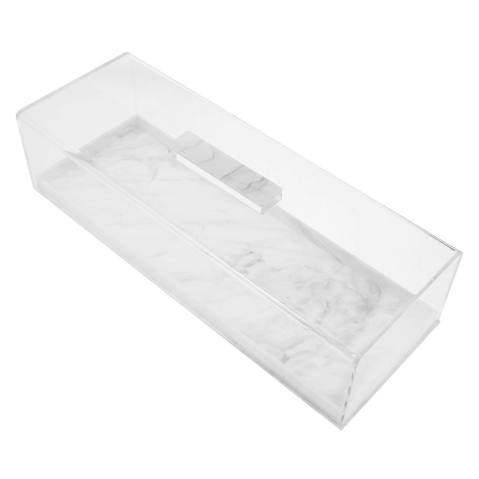 Acrylic Cake Tray with Clear Lid for Kitchen White Rectangle 1 Piece